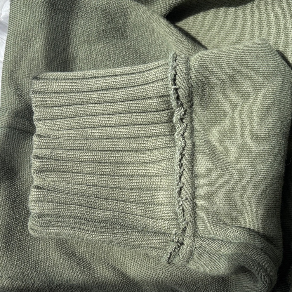 aerie Olive Green Button-Front V-Neck Cardigan Sweatshirt - Picture 13 of 13
